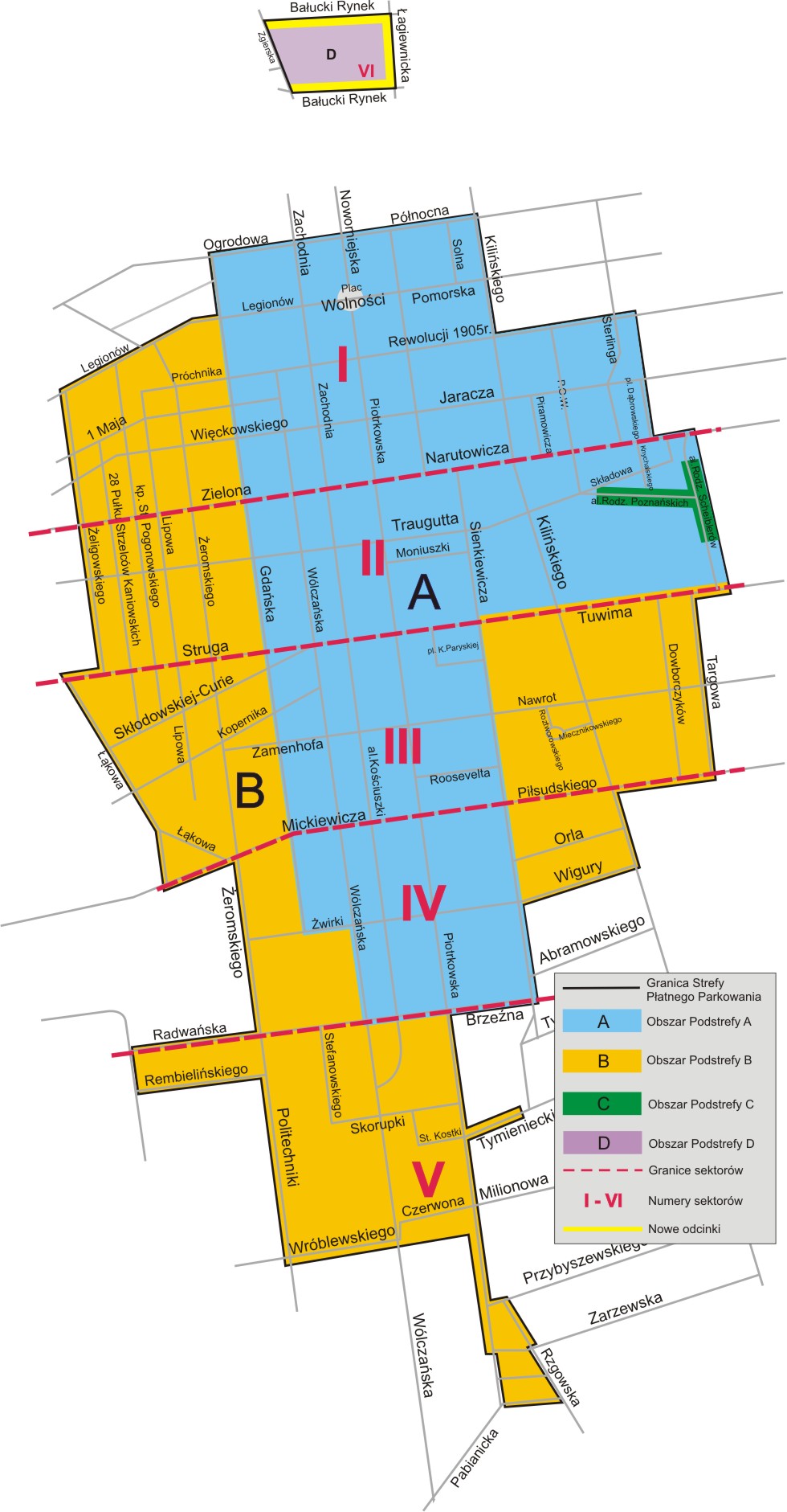 mapa łódź podstrefy parkingów km studio